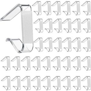 Yerliker 36 Pcs Clear Table Skirting Clips with Hook and Loop Plastic Tablecloth Holder Clips for Meeting Party Indoor Outdoor Events, Large