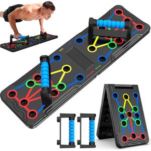 Solid Push Up Board 15 in 1 Home Workout Equipment Multi-Functional Pushup Stands System Fitness Floor Chest Muscle Exercise Professional Equipment Burn Fat Strength Training Arm Men & Women Weights