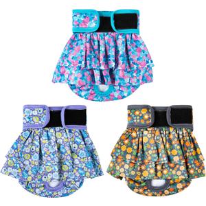 wegreeco Dog Diapers Female (3 Pack), Highly Absorbent Puppy Doggie Dog Diapers for Female Dogs Period, Washable Doggy for in Heat, Small Medium Large Size (Small Floral, Large)