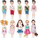ONEST 10 Sets 5 Inch Mini Doll with Doll Clothes Party Grown Outfits Doll Accessories for Kids
