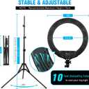 Ring Light 18 Inch LED Ringlight Kit with 73 inch Tripod Stand with Phone Holder Adjustable 3200-6000k Color Temperature Circle MUA Lighting for Camera for Vlog, Makeup,Youtobe, Video Shooting, Selfie