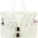 LEDAOU Large Beach Tote Bag Women Sandproof Zipper Beach Tote Bag for Pool Gym Grocery Travel with Wet Pocket