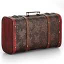 ELLDOO Vintage Wooden Storage Chest, Portable Decorative Luggage Suitcase With Grape Pattern, Pirate Treasure Keepsakes Box for Gifts, Decor and Travel