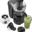 Hamilton Beach Juice & Blend 2-in-1 Juicer Machine and 20 oz. Blender, Big Mouth Large 3” Feed Chute for Whole Fruits and Vegetables, Easy to Clean, Centrifugal Extractor, 800W Motor, Black (67970)