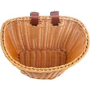 Bike Basket, Front Handlebar Storage Basket with Adjustable Leather Straps, Bicycle Accessories, Hand Woven, Waterproof (Brown(11 * 8.5 * 8 in)