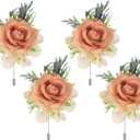 uxcell Boutonnieres for Men, Artificial Flower Buttonholes Pocket for Wedding Bride Groom Ceremony Anniversary Prom Party
