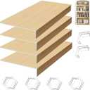 4Pcs Wire Rack Cover,24x12x2in for Wire Shelf Cover,Removable Closet Shelf Liner,Universal Fit for Kitchen,Bathroom,Pantry Shelving Wood Color