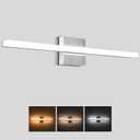 LED Bathroom Vanity Light 24In 12W Adjustable Temperature (3000K, 4000K, 5000K) Mirror Lighting Fixture Chrome Modern Indoor Wall Sconces IP44