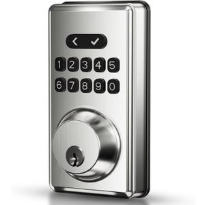 Keyless Entry Door Lock Deadbolt with Keypad, Digital Smart Locks with Code, Auto Lock, Anti-Peeking Password, Easy Installation, Satin Nickel