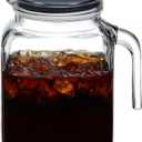 68 Oz Seal Pitcher With Lid and Spout, Large Iced Tea Pitcher for Fridge, Wide Mouth Glass Jar Container for Homemade Juice & Iced Tea, Iced Coffee, and Drinks