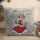 Vintage Christmas Throw Pillow Cover 18x18  Retro Girl Mailbox Holiday Cushion Case with Snowflakes and Gifts  Classic Decorative Farmhouse Accent for Couch or Living Room Decor