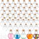 Bokon 36 Pack Mini Plastic Bottles with Corks Funnels Plastic Potion Bottles Tiny Clear Sand Art Jar Wishing Vial Witch Potion Jars for Decorations Birthday Party DIY Crafts Gift(Spherical)