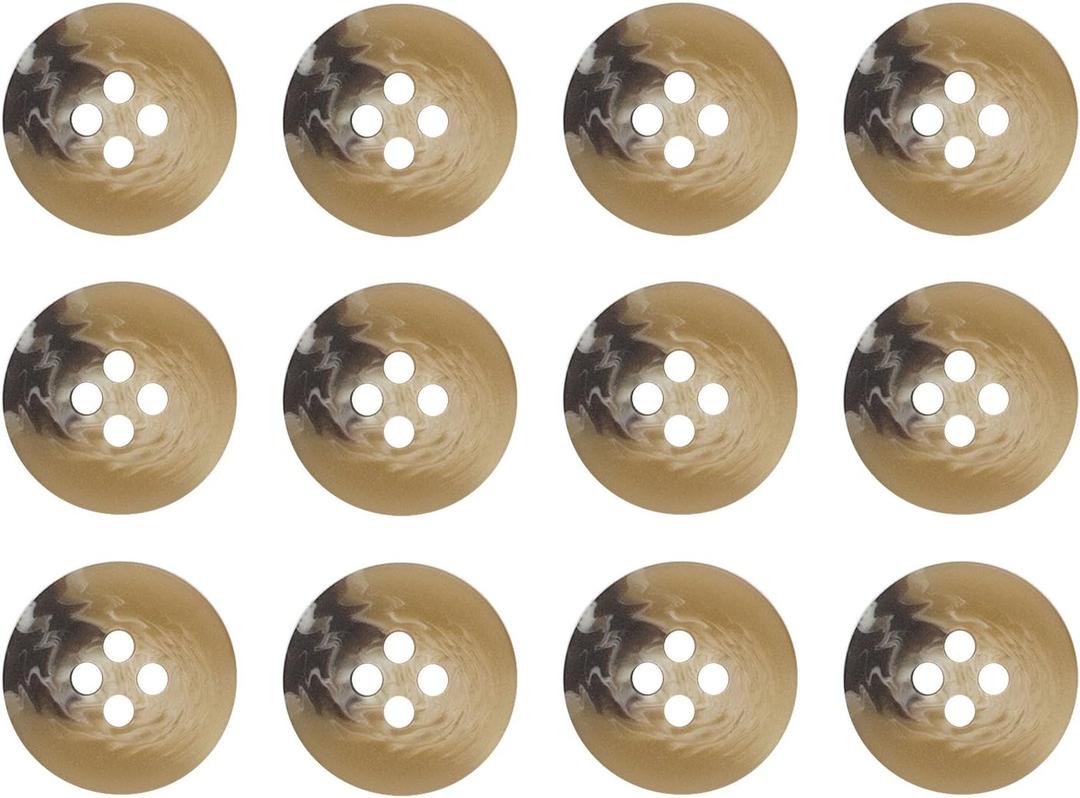 ButtonMode Replacement Buttons for Khakis, Chinos, Casual Cotton Pants (Fits Dockers, Gap, Polo, Ralph Lauren Pants) Includes 1-Dozen Buttons Measuring 15mm (5/8 Inch), Khaki Tan Pebble, 12-Buttons (24L)