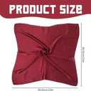 Square Solid Hair Bandana Headband, Women Satin Scarf, Square Silk Like Head Scarf,Vintage Head Scarves, Satin Neck Scarves, Claret
