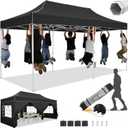 HOTEEL 10x20 Heavy Duty Pop Up Canopy Tent with Sidewalls, Commercial Outdoor Canopy Tents for Parties Event Wedding with Roller Bag, Waterproof & UV 50+, Upgraded Thickened Hexagonal Legs, Black