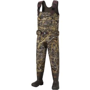 HISEA Hunting Waders for Men with 1200G Insulated Boots, Neoprene Waterproof Chest Wader, Bootfoot Fishing Waders (M13, Next Camo Evo)