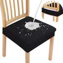 Smiry Waterproof Seat Covers for Dining Room Chairs Set of 4, Stretch Jacquard Removable Washable Chair Seat Slipcovers Protector, No Rear Covers, Black
