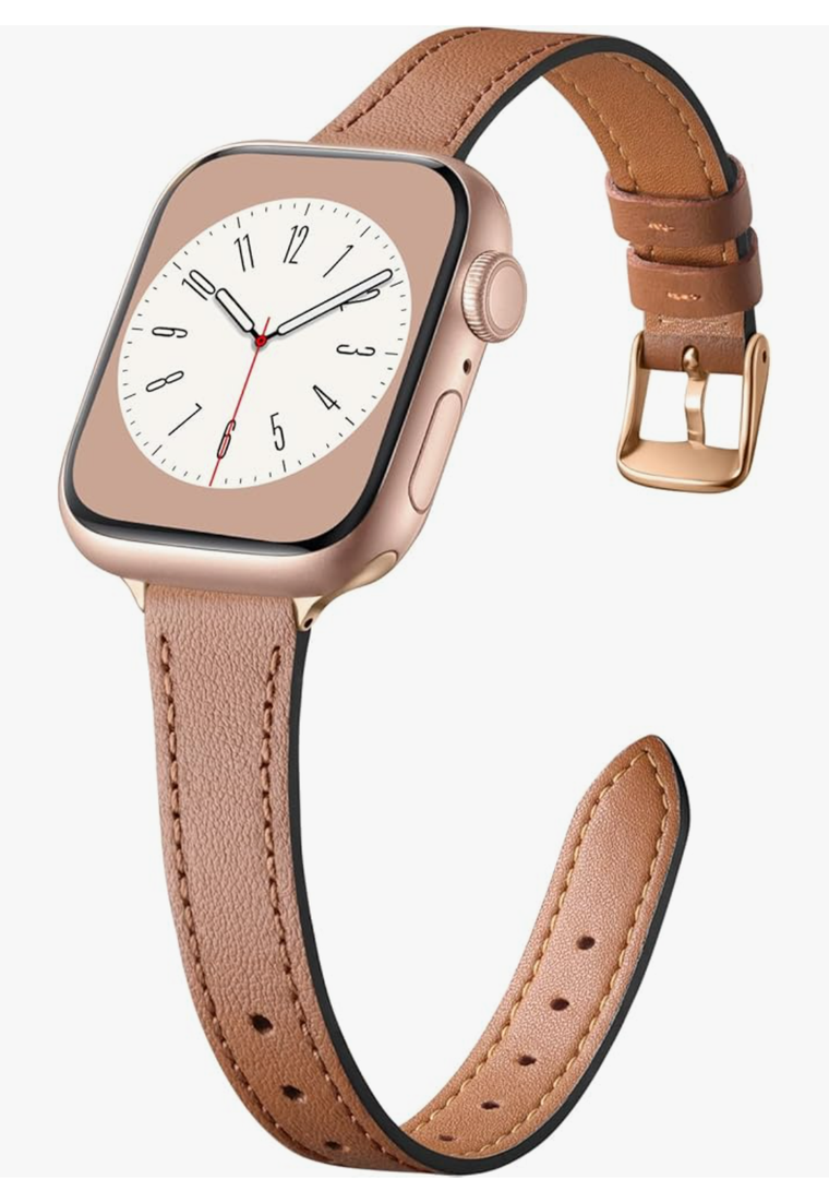 Charlam Slim Leather Band Compatible with Apple Watch Bands for Women 40mm 38mm 41mm 42mm 44mm 45mm 46mm, Top Grain Genuine Leather Strap Thin Wristband for iWatch Series 11 10 SE 9 8 7 6 5 4 3 2 1