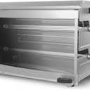 Brazilian Flame Indoor or Outdoor Rotisserie Grill Roaster with 2 Auto Rotating Skewers for Rotisserie Chicken, Steak, Fish, Brazilian Style BBQ, Electric Rotisserie Oven for Apartment or Home (Silver)