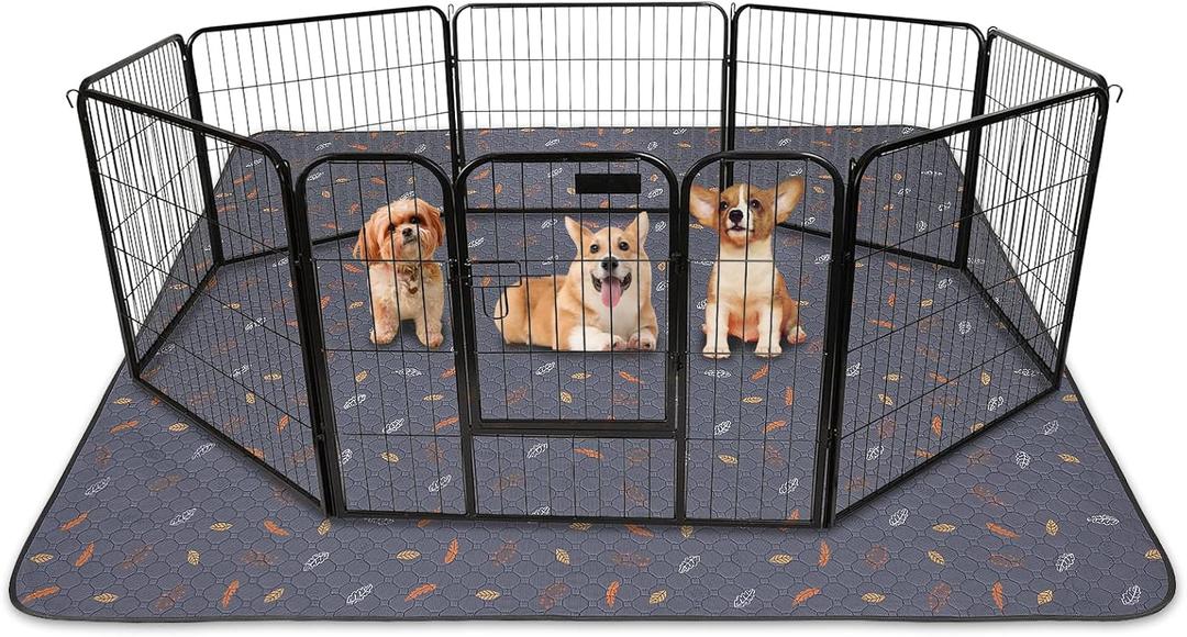 Washable Pee Pads for Dogs 1 -Pack Reusable Puppy Pads Pet Training Pads, Waterproof Dog Pee Pads for Crate, Whelping Pad, Non-Slip Protects Against Urine Leakage (Leaves - Deep Grey, 31x36)