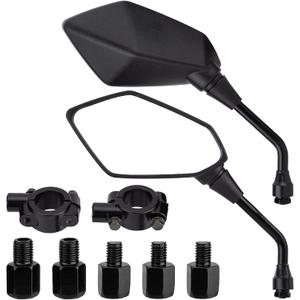 CICMOD Motorcycle Mirrors Rear View Side Mirror for Scooter, ATV, Dirt Bike, Cruiser, Snowmobile, with M8 M10 Threaded Bolts, 7/8" Handlebar Mirror Mount