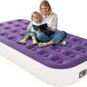 Twin Air Mattress with Built in Pump,10" Blow up Air Bed, 2 Mins Quick Self-Inflation/Deflation, Foldable Inflatable Mattress for Home/Travel, 10'' Twin Purple