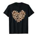 Cheetah Leopard Heart Girls Animal Print T-Shirt Small, Black