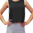 Mippo Womens Mesh Back Workout Crop Tops Loose Fit Gym Running Tank Tops (XS)