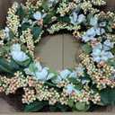 Admired By Nature 22" Artificial White Dogwood Berry Wreath Spring Summer Wreaths for Front Door Farmhouse Wreaths Outdoor Indoor decorative door Wreath For Front Door Home Office Holidays Dcor