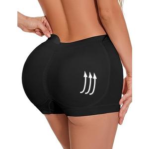 Butt Lifter Panties Shaperwear for Women Seamless Hip Enahncer Body Shaper Boyshort Padded Underwear Black XS