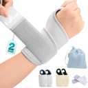 Wrist Brace for Carpal Tunnel 2 Pack Right Left Hand, Wrist Support Wraps for Women Men, Adjustable Wrist Brace for Day Night Support, Tendonitis, Arthritis, Weightlifting, Sports, Grey&Nude, Free Size