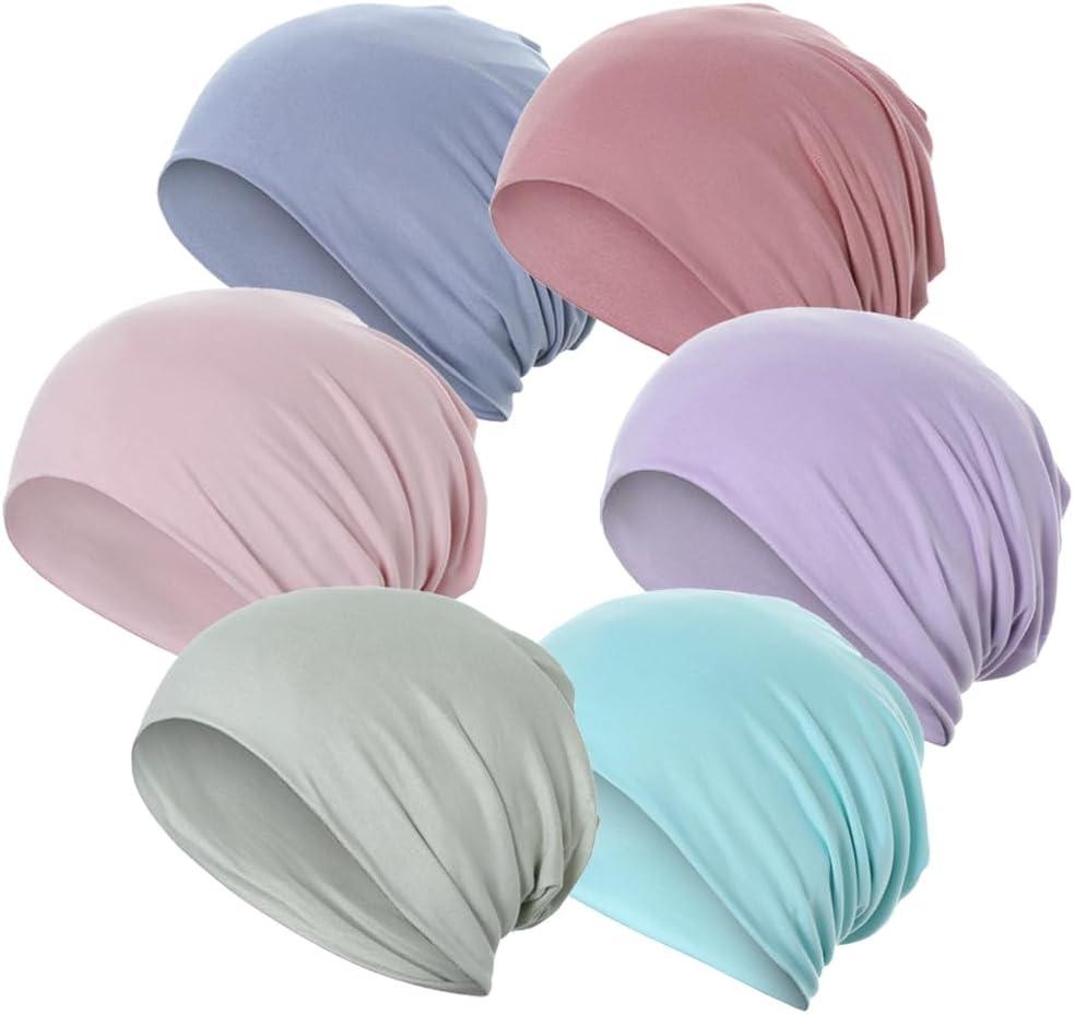 JarseHera 6PCS Cotton Slouchy Beanie Soft Sleep Caps Chemo Headwear Skull Cap Hats
