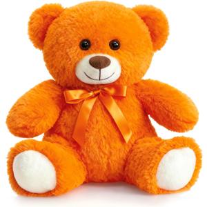 HollyHOME Plush Teddy Bear Stuffed Animal Small Plush Teddy Bear Toys for Children Girlfriend Family Congratulations Baby Shower Birthday Orange 10 inch
