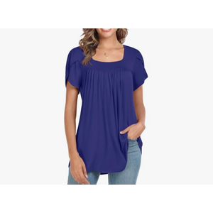 Xpenyo Womens Tops Casual Summer Square Neck Short Sleeve Tunic Shirts Hide Belly Loose Flowy Tunic Blouses Medium