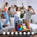 Karaoke Machine, Portable Bluetooth Speaker with 2 Wireless Microphones for Adults & Kids with Lights, Karaoke Microphone with PA System Supports USB/TF/REC/FM/AUX for Home Party Home System Packages (Black)