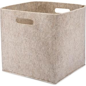 Parker Baby Felt Foldable Storage Cube - 11 Inch Nursery Cubby Bin for Cube Organizer, Closet Organizers and Storage Toy Bin, Rope Baskets Bins for Toys Storage - Oatmeal