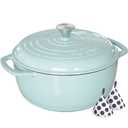 Umite Chef 6QT Enameled Cast Iron Dutch Oven with Lid, Versatile Heavy-Duty Cookware Pot for Baking Bread, Braising, Soups & Stews, Oven & Stovetop Safe with Heat Resistant Gloves（Blue）