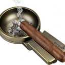XIFEI Vintage Metal Cigar Ashtrays with Rest for Indoor Outdoor Use