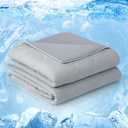 EASELAND Cooling Comforter Queen, Cold Touch Fabric Absorbs Body Heat, Double-Sided Cool Design Soft Fluffy Cooling Blanket for Night Sweats Hot Sleeper(Grey, Queen(90"x90"))