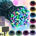 LitHome 100 LED Solar Christmas String Lights Outdoor, 33FT 34Colors Changing Solar/USB Easter String Lights Waterproof with Remote, 102 Modes Colorful Pastel Light for Tree Spring Party Holiday Decor (RGB (Red, Green, Blue))