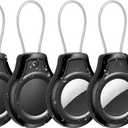 YXLILI 4 Pack AirTag Keychain Holder for AirTag, IP67 Waterproof AirTag Case with Wire Cable for Luggage, Backpack, Keys, Bike and Dogs, Dust Resistant, Scratch-Resistan