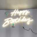 40"/23" Happy Birthday Neon Sign Large - Happy Birthday Sign 12V - Happy Birthday Light Up Sign with Dimmable Switch - 2PCS Happy Birthday LED Sign for Backdrop, Party, Celebration, Decoration