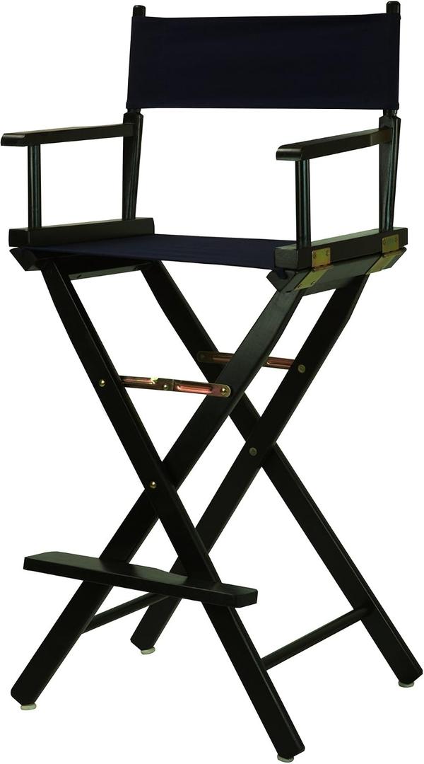 Casual Home 30" Director's Chair Black Frame-with Navy Canvas, Bar Height, 30 in