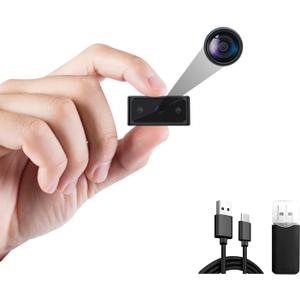 Mini Camera - Nanny Camera - HD 1080P - - Indoor Security Camera - Portable Pocket Cam - Motion Detection - Automatic Night Vision - Loop Record - Gravity Sensor - No-WiFi, 512GB Max