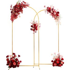 Arch Backdrop Stand - 2PCS (7.2ft, 6.6ft) Upgraded Metal Arch Backdrop Stand - Easy to Set up Gold Wedding Arch Frames- for Weddings, Birthday Parties, Baby Showers, Family Gatherings