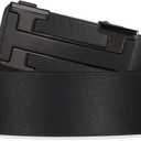Men&Womens Leather Dress Belt Business Automatic Buckle Belt Color-Black Silver Gold (41 inches Length Adjustable)