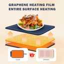 Upgraded Graphene Food Warming mat, 10s Fast Heating, 6-Level Temperature Control, Oil-Proof & Waterproof, Ideal for Home Gatherings & Holiday