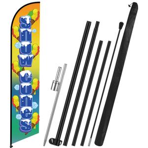 Fanfanwin Snow Cones Feather Flag with Pole Kit 15 ft Banner Sign for Business Advertising Feather Flag Sign with Flagpole for Outside Garden Business Store Party