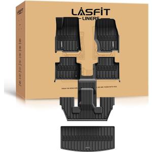 LASFIT Floor Mats for Jeep Grand Cherokee L 2021-2025 2026 (ONLY for 6 Seaters Without Center Console) All Weather Custom Fit Car Floor Liners Trunk Mat Accessories Black