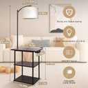 PESRAE Floor Lamp with Table, End Tables with Charging Station(USB & Type-C & AC Port), 3 Color Temperatures 9W LED Bulb, Modern Shelves Side Table for Bedroom, Living Room